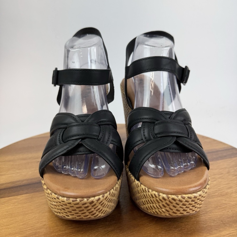 New NWOB Korks Kork-Ease Dee Faux Leather Woven Block Heels Sandals Size 11 M - Picture 3 of 8